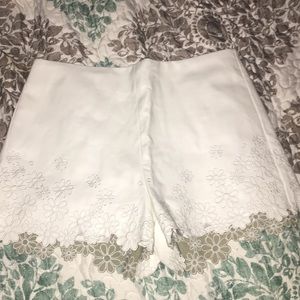 White faux leather flower detail Shorts.